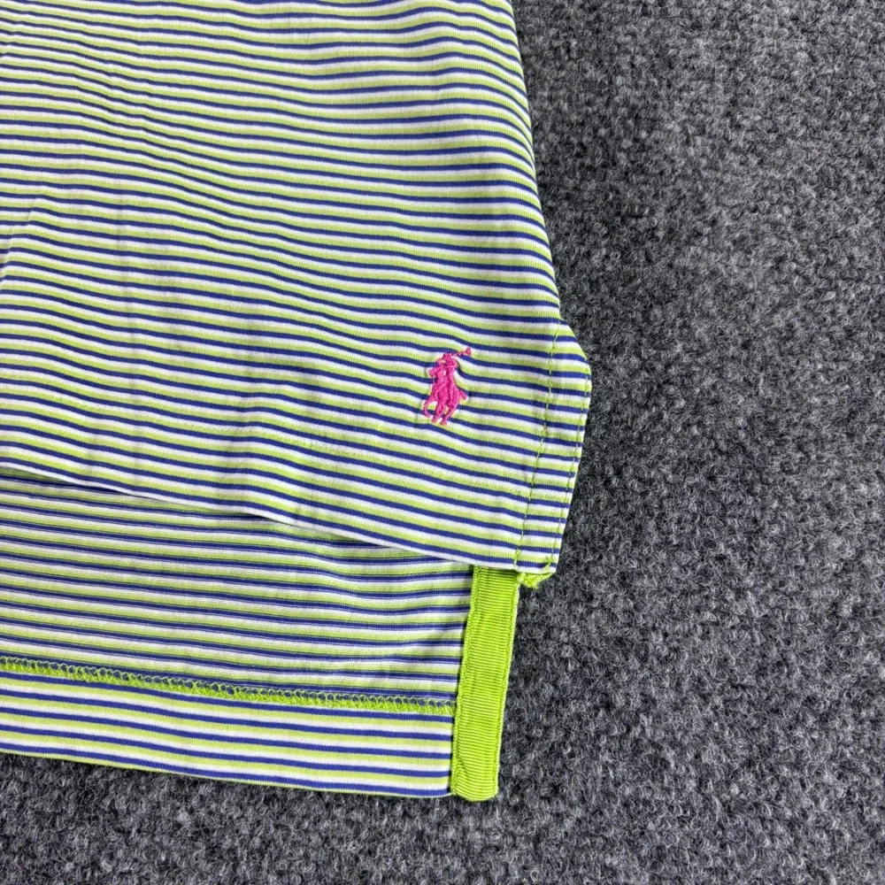 Polo Ralph Lauren Polo Shirt Mens XL Green Blue Striped Pima Cotton Pocket Pony